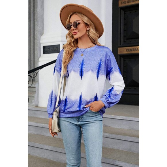 Women's Blue Gradient Long Sleeve Sweatshirt - size Large - Picture 2 of 5